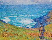 John Peter Russell Pecheur sur falaise Sweden oil painting artist